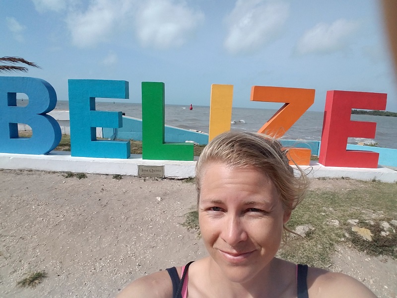 Belize City sign selfie