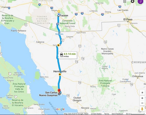tucson san carlos mexico route map